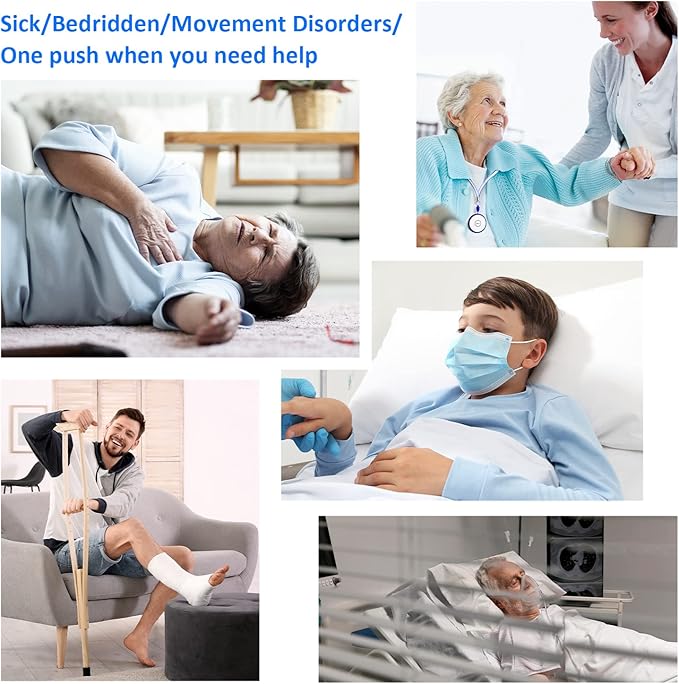 Caregiver Pager, Wireless Call Button for Seniors/Elderly at Home, 2 SOS Button + 2 Receiver Medical Life Alert System, Emergency Panic Call Bell, Help Alarm for Nurse Calling & Patient Assistance