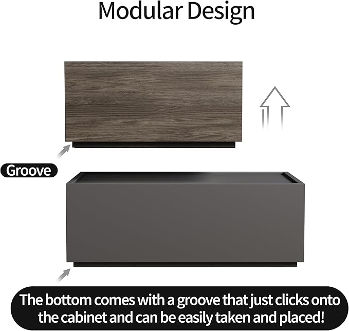 Modern Nightstand Stackable Storage Drawers, Modular Bedroom Furniture Set - Storage Cabinet, Bedside Table, Sofa End Table for Bedroom Living Room Hallway Entryway Walnut Large