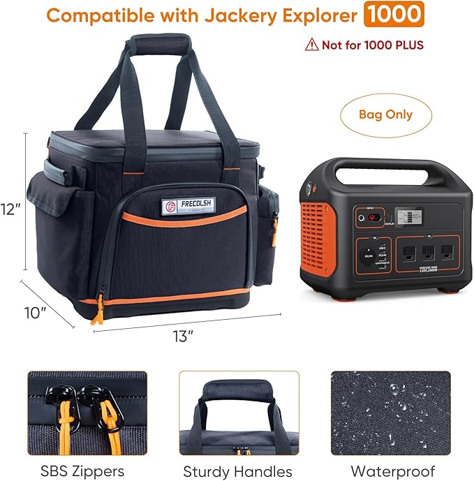 FRECOLSH Travel Carrying Case Compatible with Jackery Explorer 1000, Portable Power Station Storage Case with Water- proof Bottom and Pocket for Jackery Accessories Solar Generator Storage Bag Only