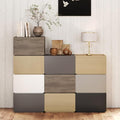 Stackable Storage Drawers, Wooden Drawer Storage Organizer, Modern Nightstands with Wooden Drawers, Small Storage Cabinet, Modular Design, Available in 2 Sizes for Versatile Use Champagne Small