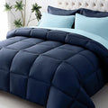 JOLLYVOGUE Full Comforter Set, Ultra-Soft Bed in a Bag Full Size 7 Pieces, Oeko-TEX Certified Bedding Set with Down Alternative Comforter, Sheets, Pillowcases & Shams, Navy & Light Blue