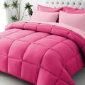 JOLLYVOGUE Twin Comforter Set, Ultra-Soft Bed in a Bag Twin Size 5 Pieces, Oeko-TEX Certified Bedding Set with Down Alternative Comforter, Sheets, Pillowcases & Shams, Hot Pink & Baby Pink
