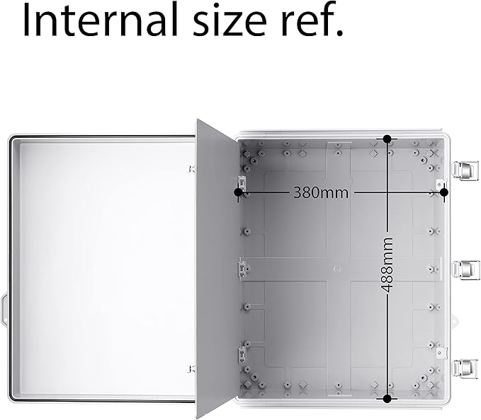 Gratury Junction Box, IP67 Waterproof Plastic Enclosure for Electrical Project, Hinged Grey Cover, Includes Mounting Plate and Wall Bracket (Grey Cover with Inner Door, 20"×16.1"×7.9")