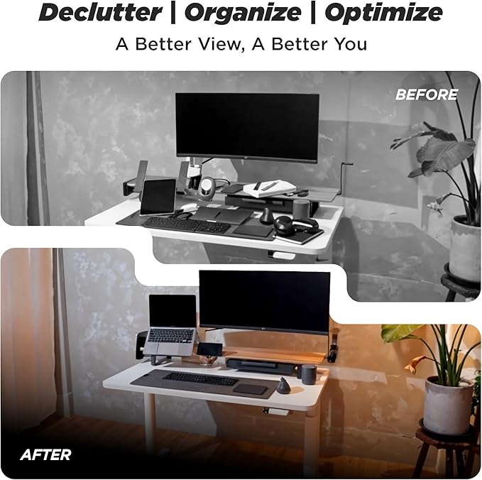 ULTRARM Moodular Wooden Monitor Stand 33.4” (85cm) Desk Organizer with Metal Slide Rails for Drawer, Tray, Laptop, Tablet, Phone & Headphones Customizable Riser for Organized Workspace Oak MS85-O