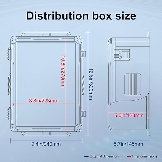 Namunanee Outdoor Electrical Junction Box, ABS Water Resistant Enclosure with Internal Mounting Panel & Hinged Cover (12.6" H x 9.4" L x 5.7" W)