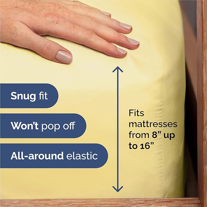 King 6 Piece Sheet Set - Cooling, Comfy & Breathable - Hotel Luxury Bedding, Includes Fitted Sheet for Women, Men, Kids and Teens - 1 Flat, 1 Fitted Sheet, 4 Pillowcases with Deep Pockets - Yellow