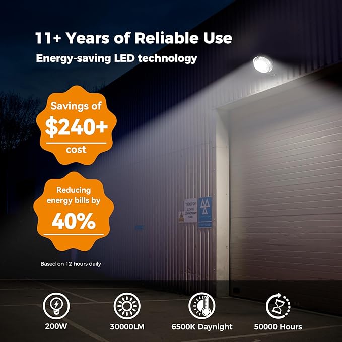 AIKVSXER 200W LED Barn Light 30000LM Dusk to Dawn LED Outdoor Area Security Light with Photocell IP66 Waterproof 6500K Daylight for Yard Street Farm Garden Garage 6 Pack