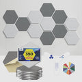 Self-Adhesive Acoustic Panels [390 lbs/yd³ Ultra-High Density], 2nd Generation Sound Absorbing Panel, Professional Level Sound Panel, Polyester Soundproof Foam [Size M, MoonGrey & SilverGrey]