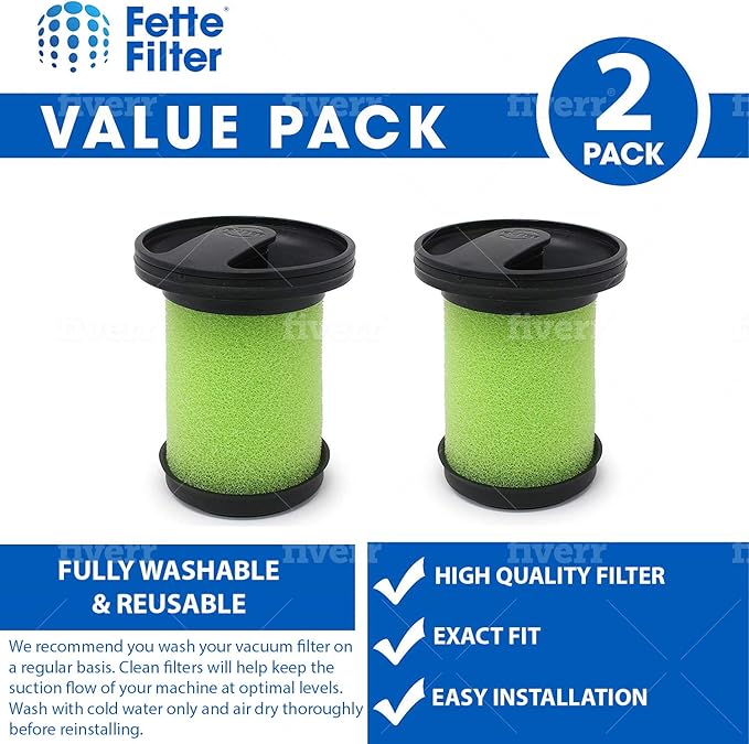 Fette Filter -1610335 Vacuum Filter Compatible with Bissell Multi Reach Cordless Vacuum Model # 1985 1985T 2151A 21512 21513 2151C 2151V Compare to Part # 1610335 (2QTY)