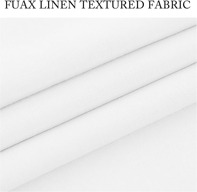 RYB HOME 4 in 1 Set Dust Filter - Soundproof - Blackout - Insulating, Energy Efficiency Linen Curtains for Kids Bedroom Living Room Divider Apartment Hotel Office Theatre, White, W 52 x L 108, 2 Pcs