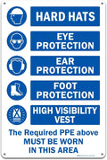 Brimar - 12" x 18" - The Required PPE Must Be Worn Sign - .063″ White Rust-Free Aluminum - Bold Text - Easy Installation
