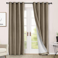 Macochico 100% Blackout Chenille Curtains 96 Inches Long for Hotel Nursery Noise Reducing Thermal Curtains for Bedroom Living Room Grommet Palm Curtains with Tieback 52" Wx96 L Classic 1 Panel