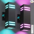 Zinola Outdoor Smart Wall Lights 2 Pack, Aluminum Exterior Lighting Fixtures Dusk to Dawn Color Changing Outdoor Lights with Matte Black Finish for Outside Decor, DIY Lighting Effects