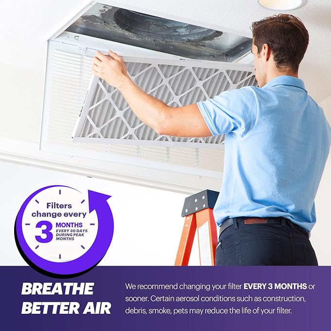 BNX TruFilter 20x25x1 Air Filter MERV 8 (4 Pack) - MADE IN USA – Dust & Pet Defense Electrostatic Pleated Air Conditioner HVAC AC Furnace Filters for Dust, Pet, Mold, Pollen MPR 600 – 700 & FPR 5