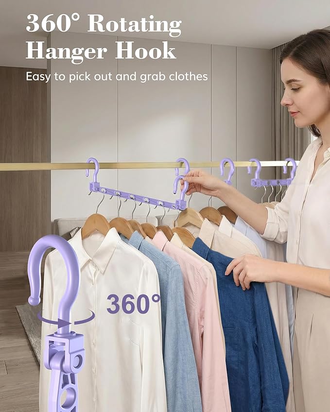 Space Saving Hangers for 96 Clothes, Reinforced Collapsible Hangers with 360° Swivel Hook, Hanger Hooks Space Saver for Closet Organizers and Storage, Dorm Room Essentials, Fully Assembled, Colorful