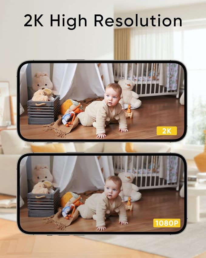 BoyKeep 2K Cameras for Home Security, 2-Pack Indoor Camera with Night Vision, Pet Camera Indoor with Phone App, Motion Detection, 2-Way Audio, Cloud/SD Card Storage, Compatible with Alexa