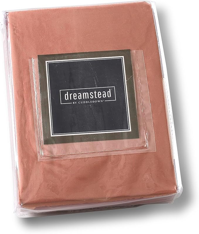 Cuddledown Dreamstead 100% Cotton Bed Sheets Set | 300 Thread Count | Luxurious Sateen Weave | Pure Combed Cotton | Soft | Wrinkle Resistant | 3 Piece Set | Red Sand | Twin | 39” x 75”