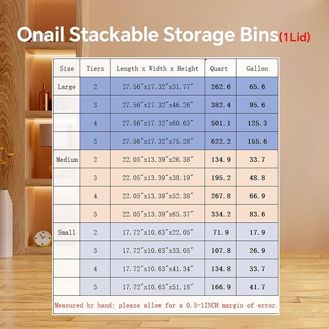 Stackable Storage Bins with Lid & Wheel, Folding Storage Cabinet with Door, Large Foldable Containers Plastic Collapsible Storage Boxes for Home, Pantry, Office (M, Gray 4-Tier)