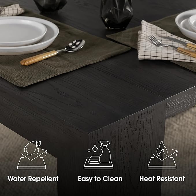 Transformer Table - Solid Wood Extendable Dining Table, Seats 2-12, Extendable Dining Room Table, Space-Saving Furniture, Expandable Dining Furniture (Black, Table + 2 Benches)