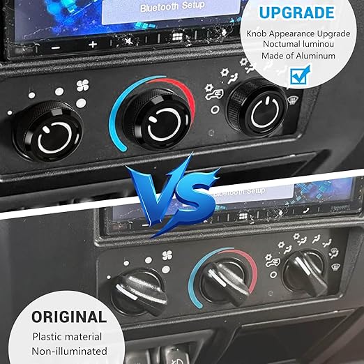 Xomzema 3Pcs Upgraded Control Switch Knob for Jeep Wrangler 1999-2006,Air Conditioning AC Heater Blower Fan Climate Control Knobs Switch Button,Replace 05011218AC 5011218AC