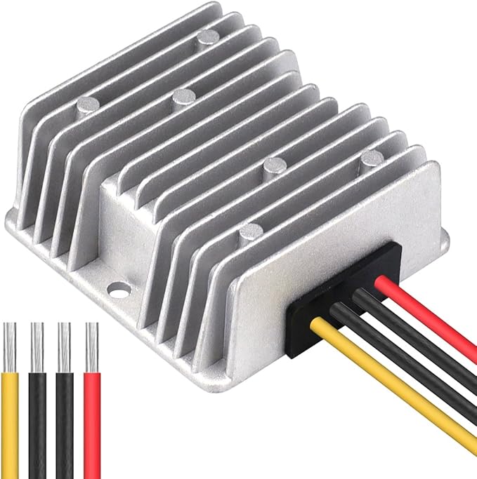 Cllena DC 9V-40V to 24V 6A Automatic Buck Boost Converter Step Down/Up Regulator Voltage Reducer Converter Waterproof Regulated DC Power Supply for Golf Cart Club Car LED Light