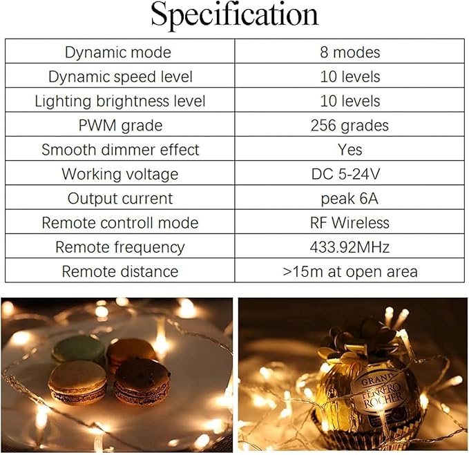 RF Mini Wireless Remote Controller for Single Color 3528 5050 LED Strip Lights, Wireless Remote Control with USB and DC Connector, RF Dimmer for 12V DC LED Ribbon, Shelf Lights