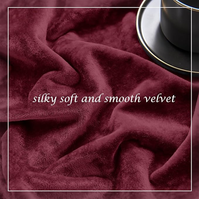 SMILETIME Burgundy Red Crushed Velvet Curtains 52x90 inch Luxurious Thermal Insulated Soundproof Drapes for Living Room Bedroom Office Soft and Durable Light-Filtering Window Treatments, 2 Panels