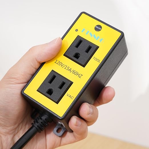 KTNNKG Automatic Remote Vacuum Switch，Load Sensing Outlets,Power Tool/Table Saw Turns Vac Cleaner On and Off Automatically(1s Delay On and 7s Delay Off),120V/15A/60Hz/1800W