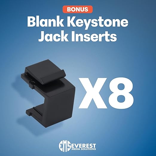 Everest 24 Port Keystone Patch Panel (2-Pack) - Removable 6-Port Panels - Use with Slim Profile Keystones ONLY (Wider Jacks May not fit Side by Side) - with Adjustable Rear Cable Management Bar