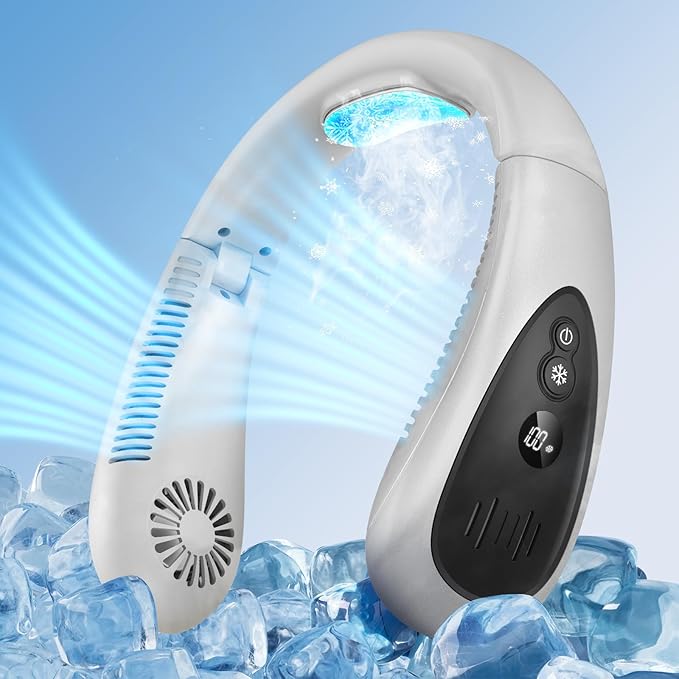 GAITIR Neck Air Conditioner, Portable Neck Fan with Cooling Plate 360°Cooling Airflow, 5000mah Rechargeable USB Fan Hands Free Bladeless Wearable Foldable Mini Fan for Men Women Home Office Outdoor