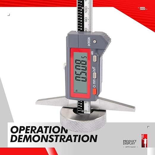 UNIPEC Absolute Digital Depth Caliper 0-150mm / 0-6", ±0.02mm Accuracy, 0.01mm/0.0005" Resolution, Electronic Depth Gauge with Locking Dial, Precision Measuring Tool for Machining & Inspection