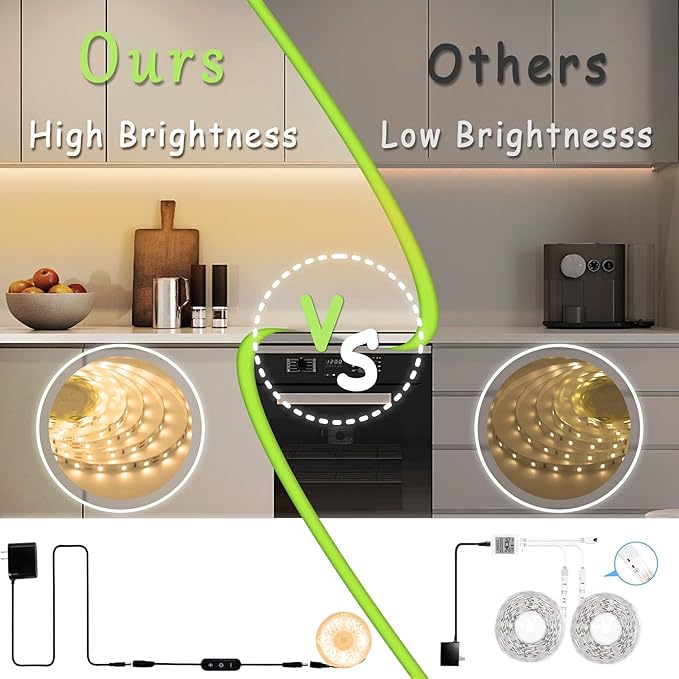 Warm White Led Lights Strip Rope Lights for Easter Housewarming Party Indoor Decor Cuttable Strip Lights for Baby Room Bedroom Bathroom Living Room Kitchen Ceiling Wall Vanity Mirror Decoration