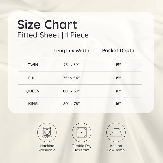 Bambaw 100% Viscose Derived from Bamboo Fitted Sheet Queen Size, Cooling Fitted Sheet Only, 16’’ Deep Pocket Sheets with Corner Straps, Queen Size (Sand)