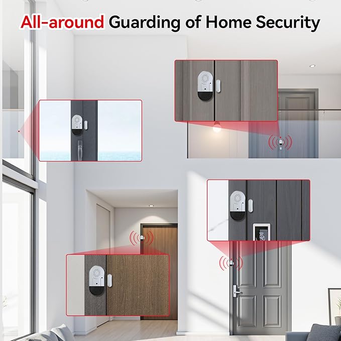 Sanjie Door Alarms When Opened,Door Window Alarm Sensors for Kids Safety/Home Security/Pool/Garage/Dementia/Toddler/Travel Security,Easy to Install,Volume Control/Loud Alert,Long Battery Life,10 Pack