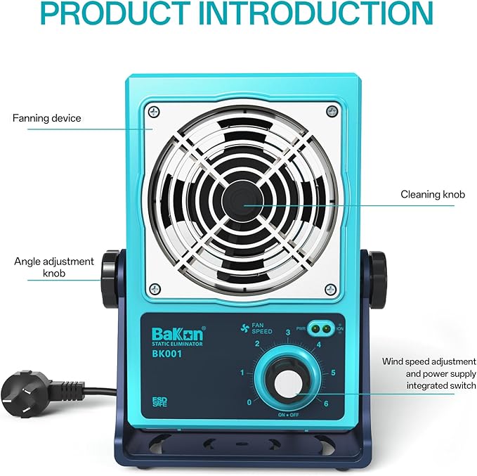 BK001 Ion Blower, Eliminate Static Electricity, Positive and Negative Charge Generator, Neutralization of Ions, Electronic Production and Maintenance of Anti-Static