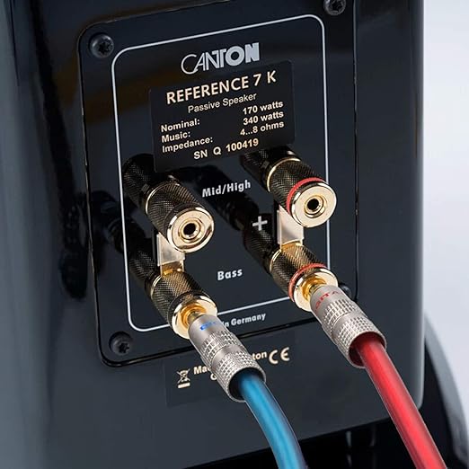 AutCreation Speaker Cable Wire with Banana Plugs,14 AWG HiFi Pure Copper Speaker Wire,99.9% OFC Stranded Copper Wire,Gold Plated Banana Tip Plugs,Red/Blue (5M(16.3ft))