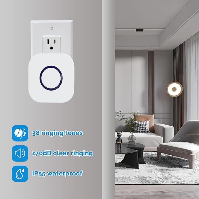 Wireless Caregiver Pager Dual Receiver Home Alert System with Emergency Call Bell SOS Buzzer Buttons for Elderly Parents 1000+ Feet Range 38 Melodies AB Buttons No Monthly Fee 2RX+2TX White