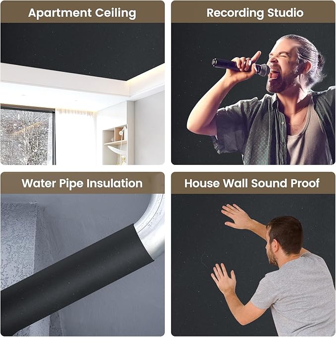 Self-Adhesive Sound Insulation Acoustic Foam, 32.3 sqft x 0.79in Thick, 50+kg/m³ ，Sound Proof Padding,Fire,Water Resistant ,Thermal Insulation,Cold Proof Acoustic Treatment Foam