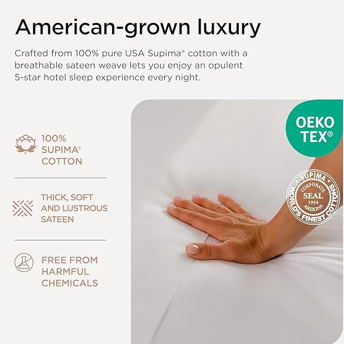 Threadmill Luxury Supima Queen Sheet Set, 1200 Thread Count 100% Cotton Sheets for Queen Size Mattress, 4 Pc Bed Sheets Queen Size Set, 5-Star Hotel Quality White Queen Sheets Elasticized Deep Pocket