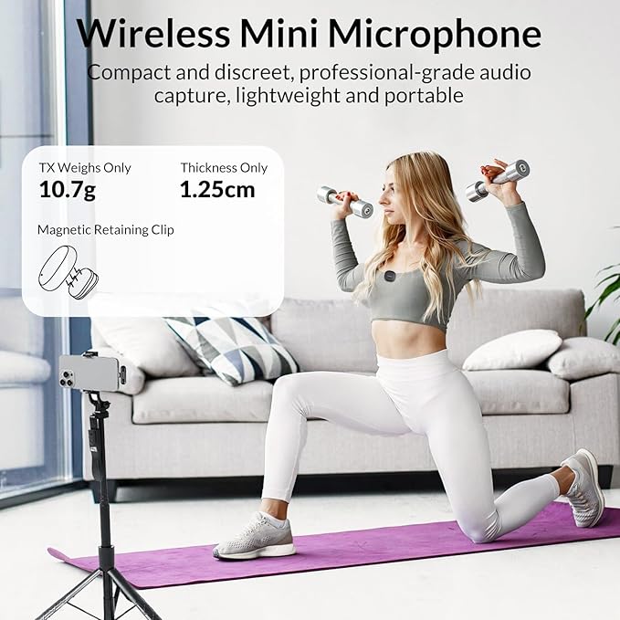JOSTART Wireless Mini Microphone for iPhone & Android,Using AI Smart Noise Reduction Technology - Wireless Lavalier Microphone for YouTube Podcast Vlogging Tiktok-Black