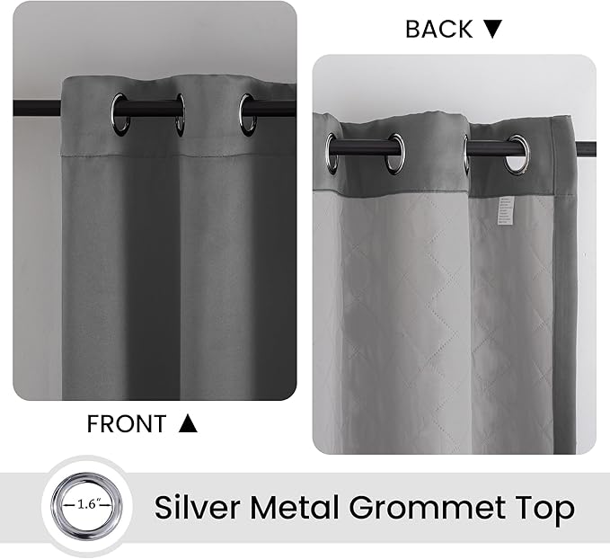 3-in-1 Layers Soundproof Curtains,Grommet Full Blackout Thermal Noise Dampening Curtains for Living Room, Bedroom(1 Panel,Grey,50" x108")