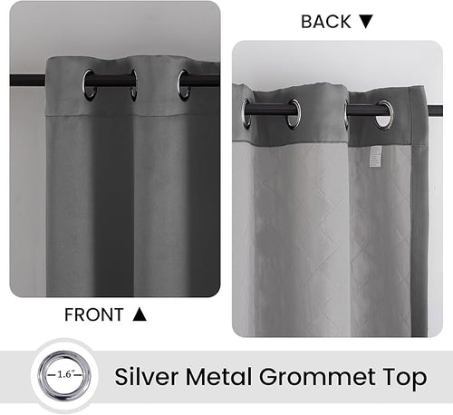 3-in-1 Layers Noice Reduction Soundproof Curtains, Grommet Full Blackout Thermal Curtains for Living Room, Bedroom(1 Panel,Grey,50" x 72")