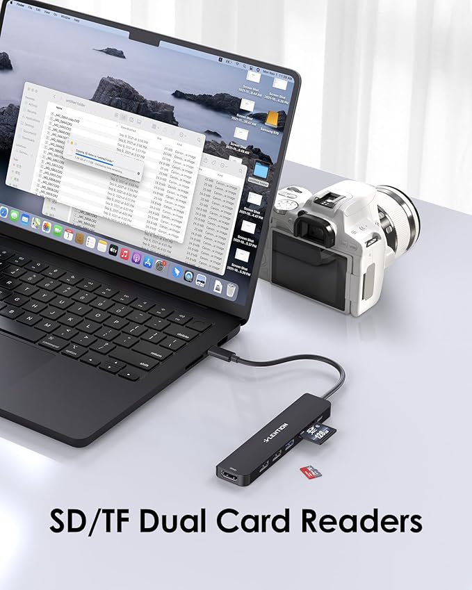 LENTION USB C Hub with 100W Charging, 4K@60Hz HDMI, Dual Card Reader, USB 3.0 & 2.0 Compatible 2025-2016 MacBook Pro, New Mac Air/Surface, Chromebook, More, Stable Driver Adapter (CB-CE18p.Black)