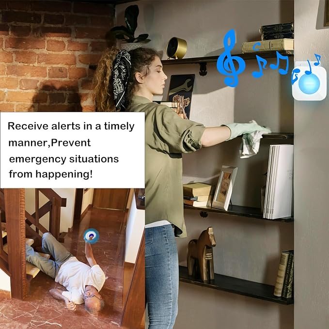 LIOTOIN Caregiver Pager Wireless Call Button Call Bell Alert Button Nurse Alert System for Elderly/Patients/Disabled Call Light System 600+ft Operating Range (with Color Light Flashing Reminder) ﻿