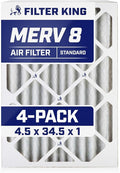 Filter King 4.5x34.5x1 Air Filter | 4-PACK | MERV 8 HVAC Pleated A/C Furnace Filters | MADE IN USA | Actual Size: 4.5 x 34.5 x .75"
