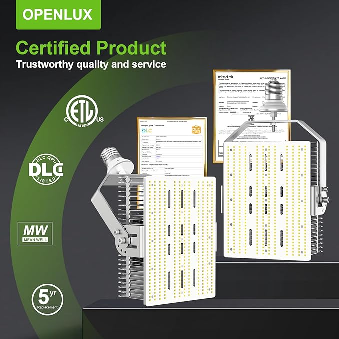OPENLUX 300W Shoebox LED Retrofit Kit 43,500LM E39 Mogul Base,5000K LED Retrofit for Parking Lot Tennis Court Lights, ETL Listed,AC 100-277V