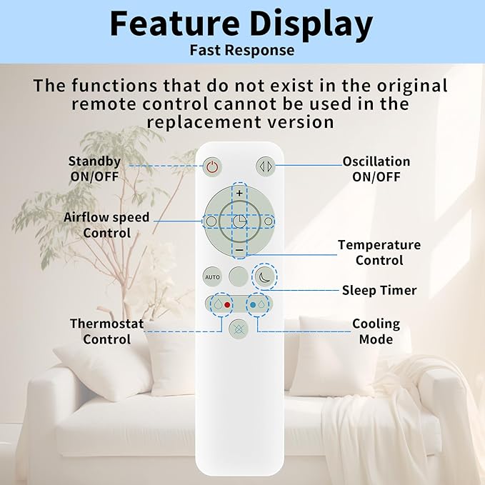LUNOAOA Upgrade Glowing Remote Control Replacement No Setup for Dyson Fan AM11 TP00 TP01 with Magnetic