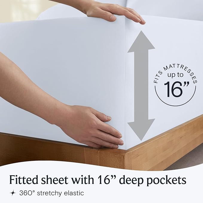 LuxClub 3 PC Twin Sheet Set, Deep Pockets Wrinkle Free Cooling Bed Sheets Hotel Bedding for Women, Men, Kids & Teens, Includes 1 Fitted Sheet, 1 Flat Sheet and 1 Pillowcase-Silky Soft Baby Blue