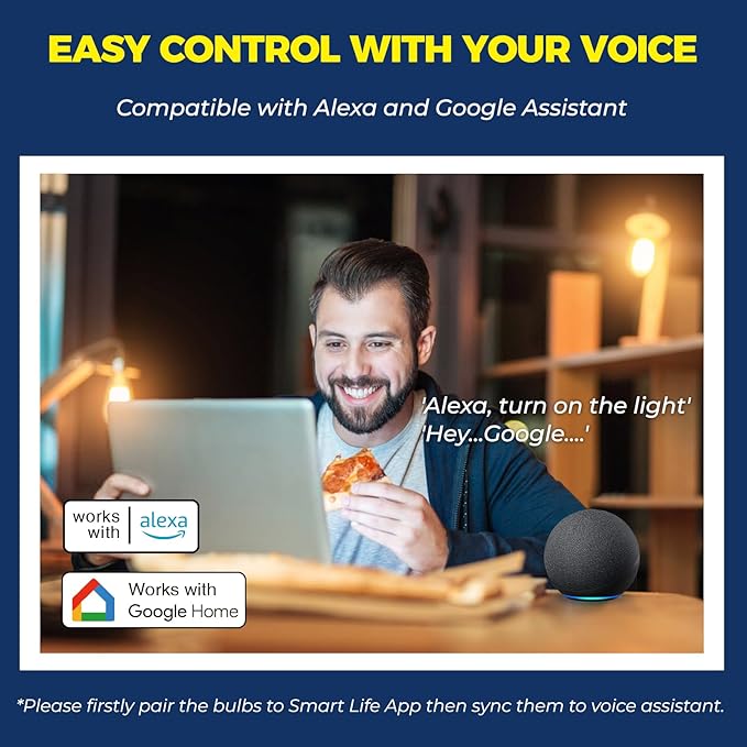 Lightinginside E12 Smart Light Bulbs 60W Equiv., Work with Alexa/Google Home/Smart Life, 500LM 6W RGBCW Candle Candelabra LED Light Bulbs, No Hub Required, 2.4G WiFi Bluetooth Bulb, ETL Listed, 2PCS