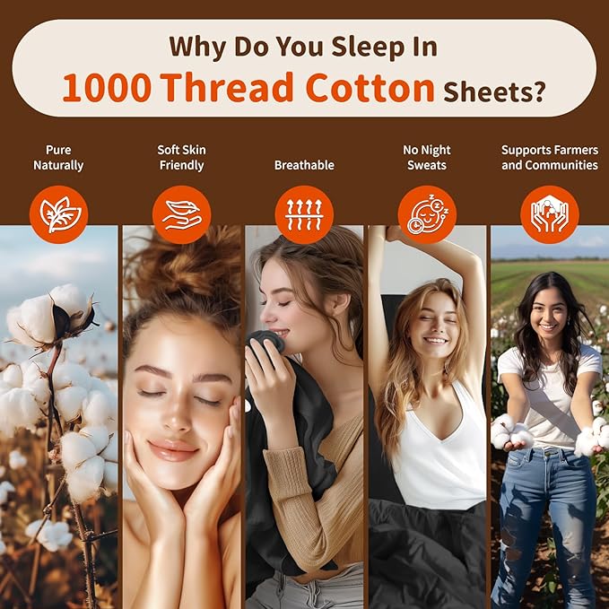 LBRO2M Split King Sheet Sets for Adjustable Bed 1000 Thread Count 100% Egyptian Cotton Sheet, 5 Piece Sets Bed Sheet Deep Pocket Up to 16" Soft Comfortable All Season (Split King, Black)